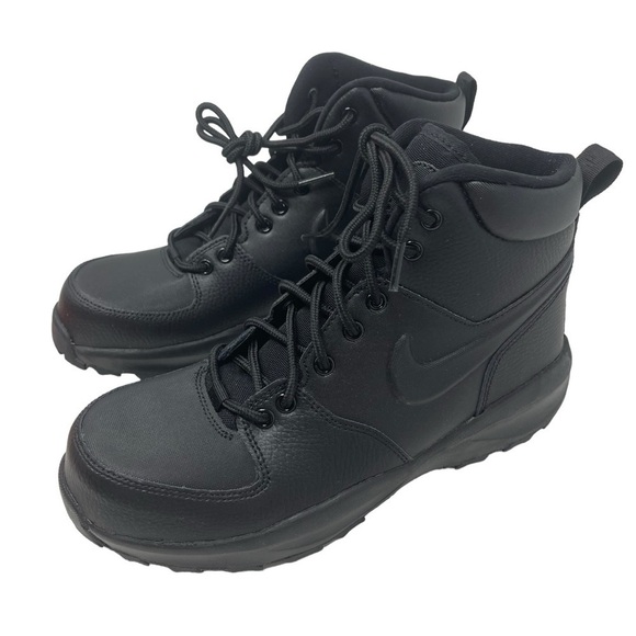 Nike Youth Size 6 Manoa Leather Triple Black Boots 454350-003 New main image 5
